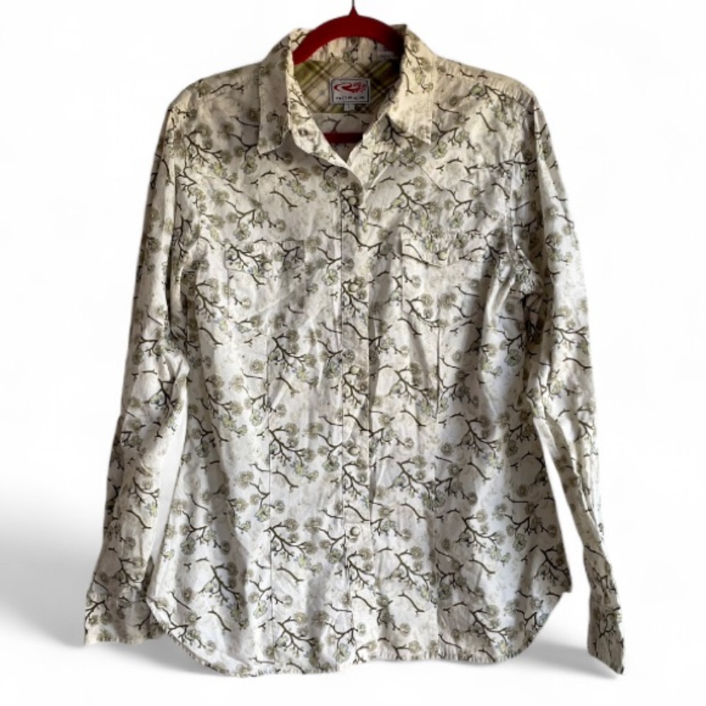 Roper Women's Ivory Snap Front Floral Western Shirt Size L